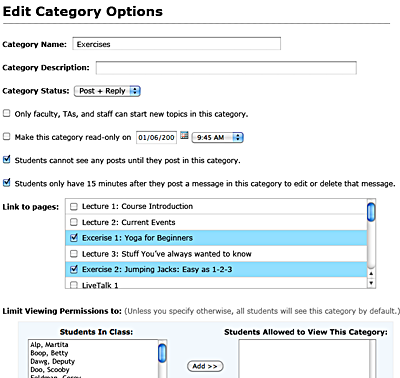 BBS Category Options