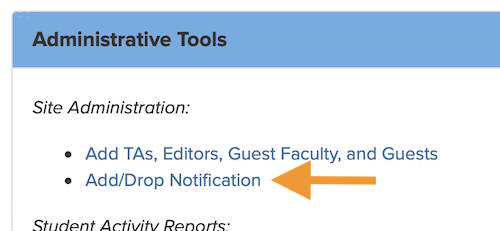 Location of new Add/Drop Notification tool