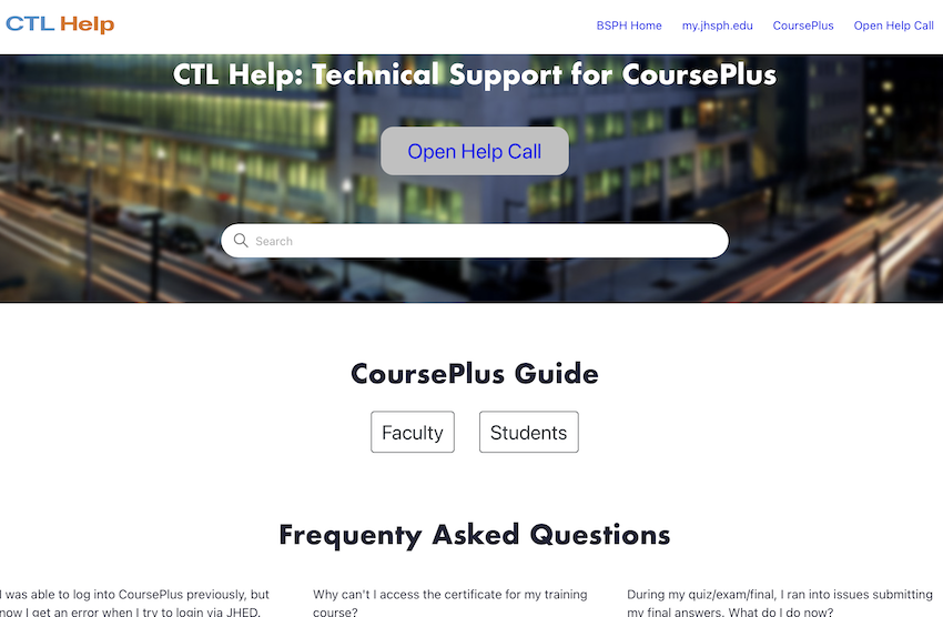 The new CTL Help site home page