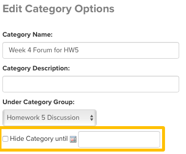 Screenshot of the new "Hide Category Until" option