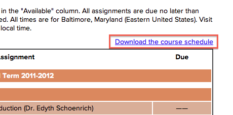 Link to download the course schedule