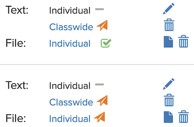 Screenshot of new individual and class-wide feedback