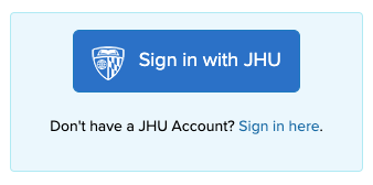 New sign in with JHU login box