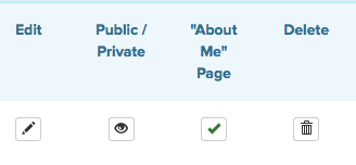 Demonstration of the About Me checkmark in the student publishing views.
