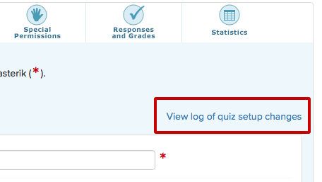 Location of link to view log of setup changes