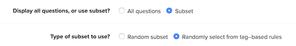 Quiz setup options that need to be enabled in order to use tag rules