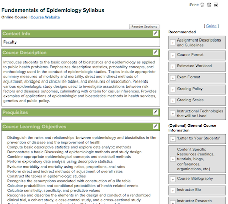 New Syllabus tool released in 2012